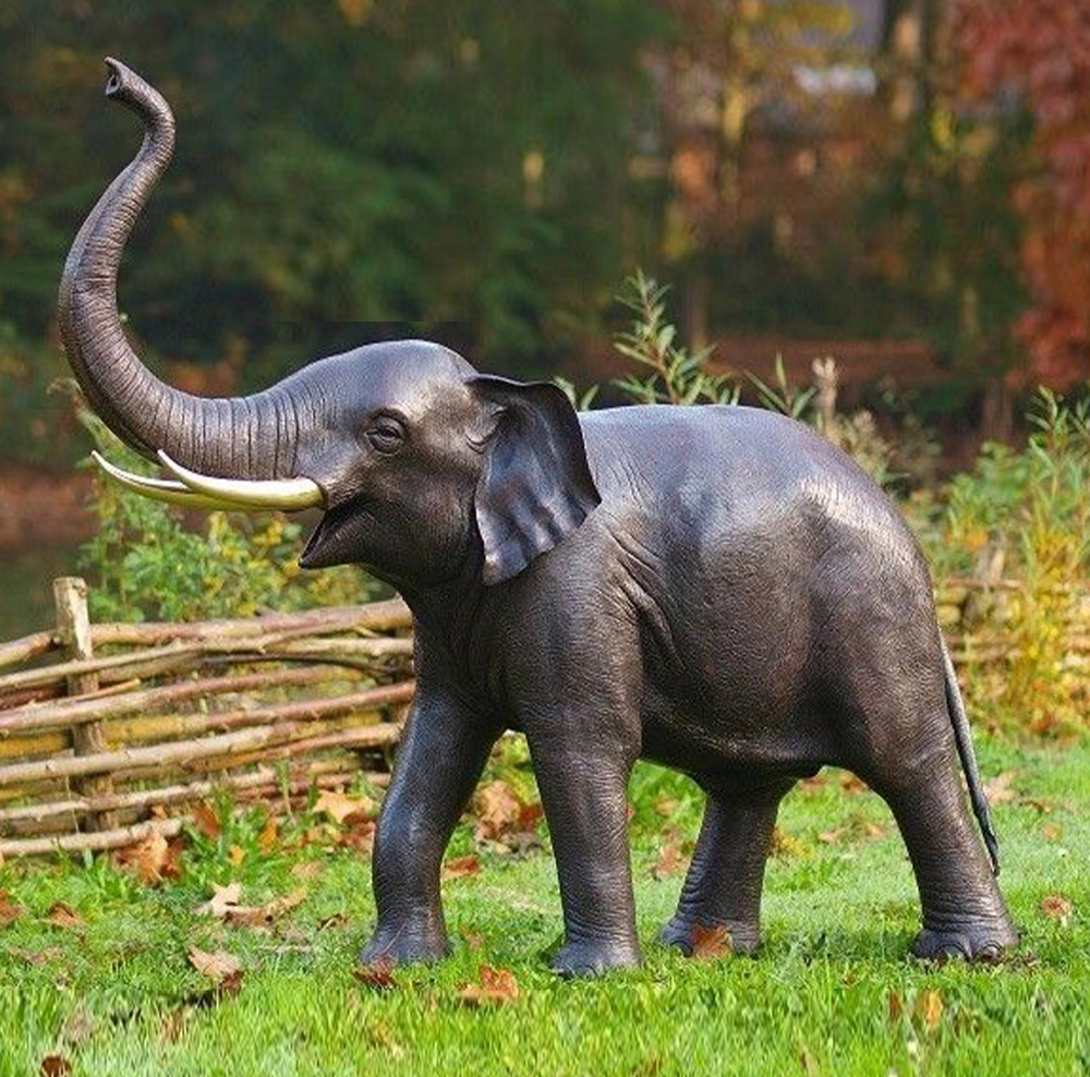 Customized reasonable price artificial carved elephant statue for lawn decoration