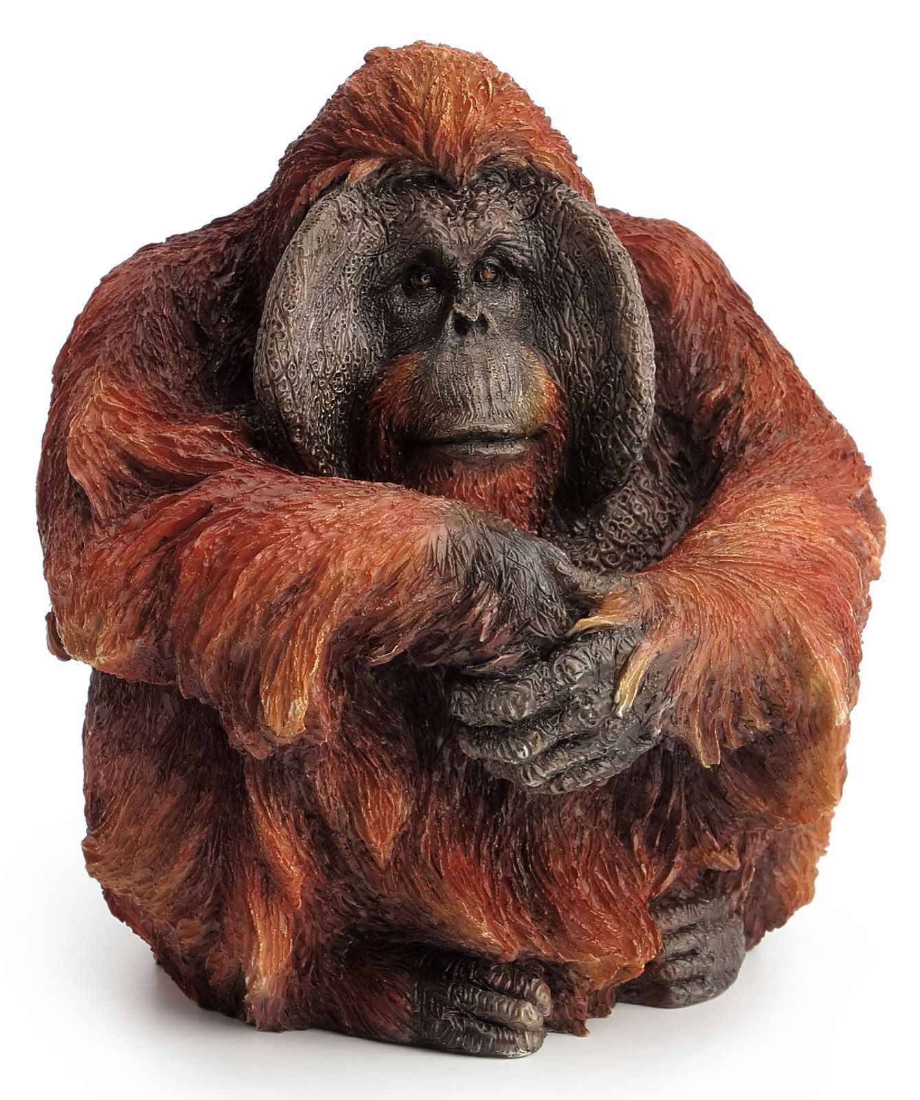 bronze sitting orangutan sculpture