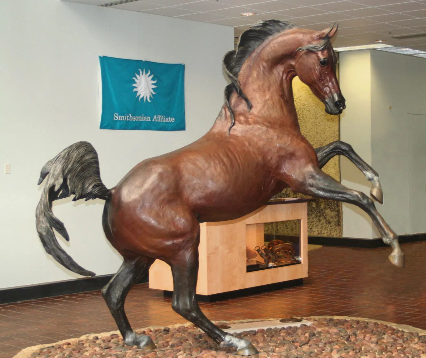 bronze two legs standing arabian horse statue