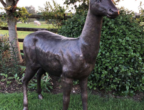 Outdoor Life-Sized Cute Garden Bronze Standing Deer Sculpture