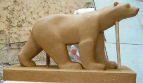 clay of white bear in marble