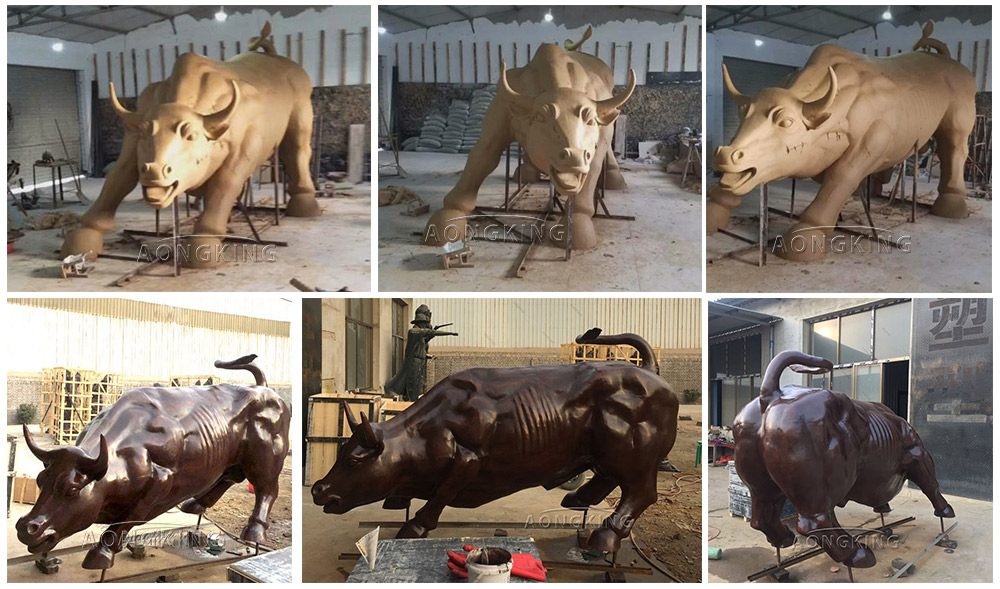 bronze 380cm length Charging Bull from Aongking
