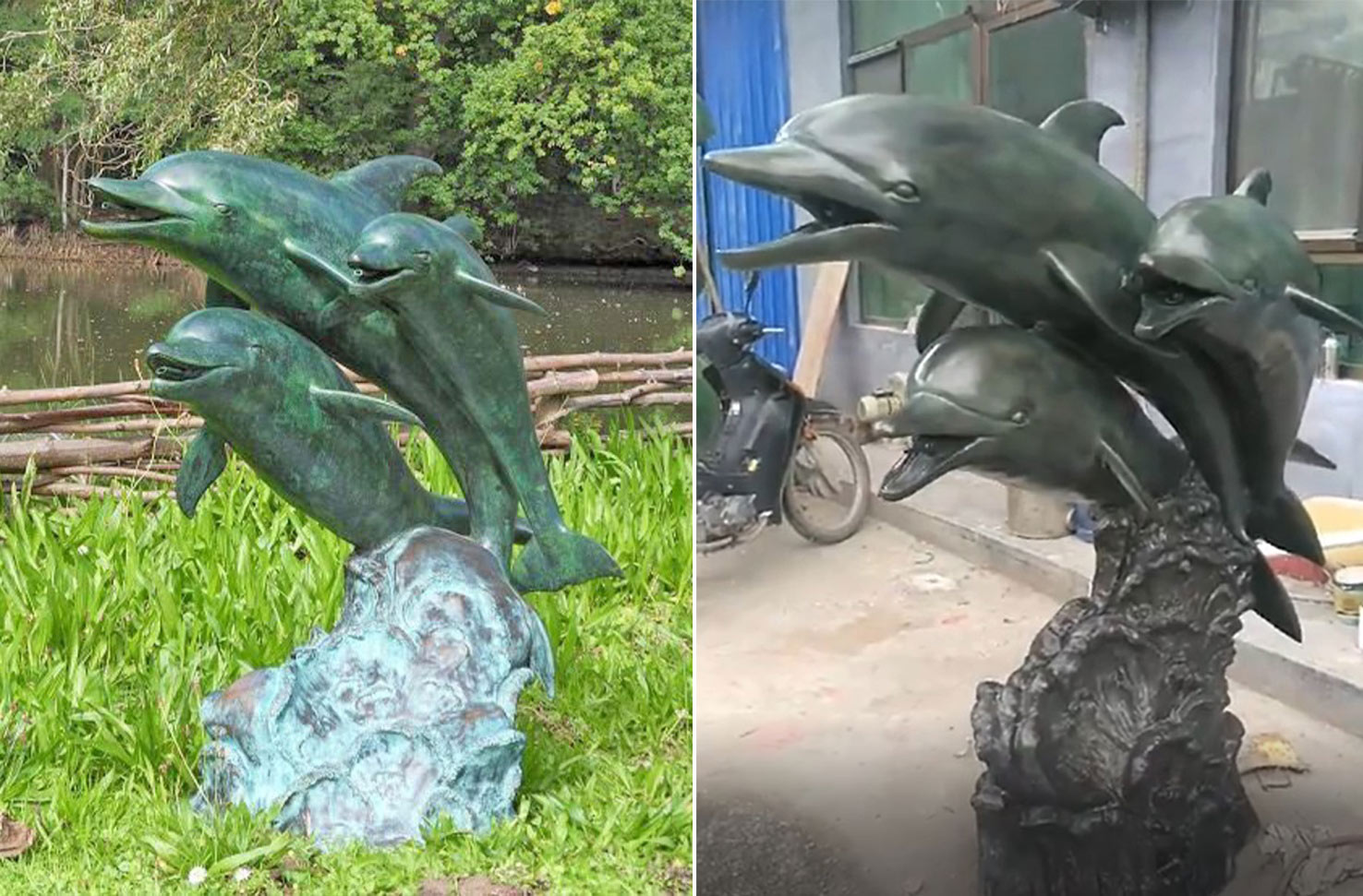 Dolphins bronze sculpture