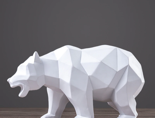 Art shop top sale abstract expressionist geometric fiberglass bear sculpture