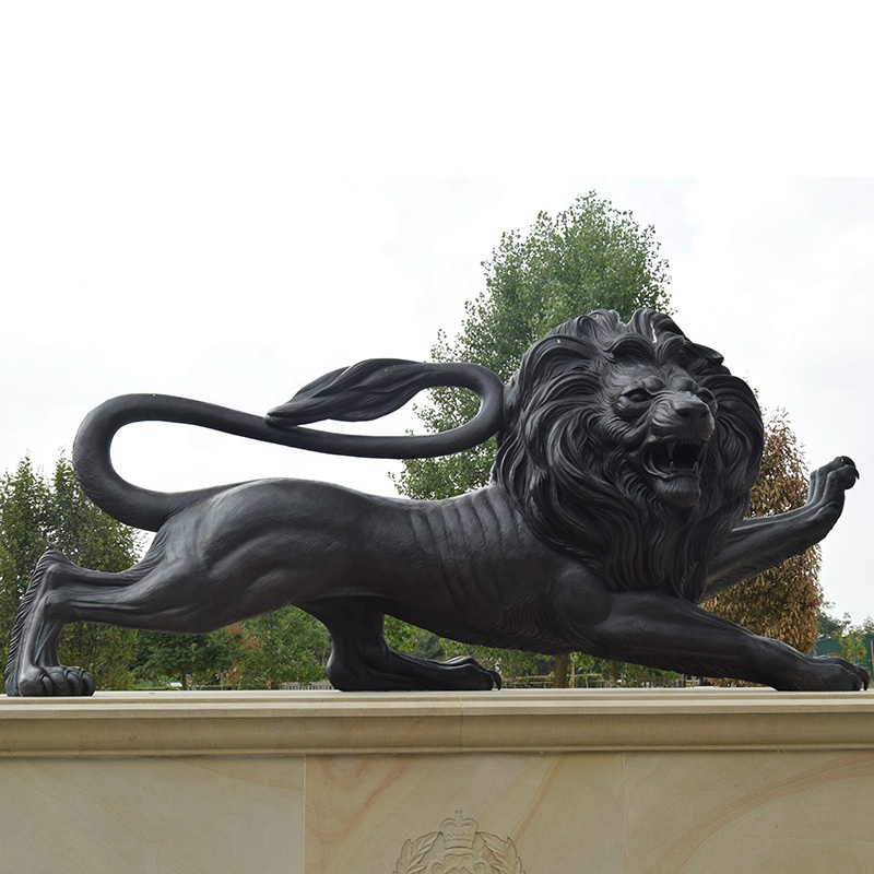 bronze long hair mascot lion statue