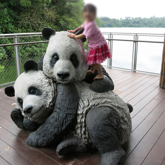 Art shop customized contemporary fiberglass panda sculpture