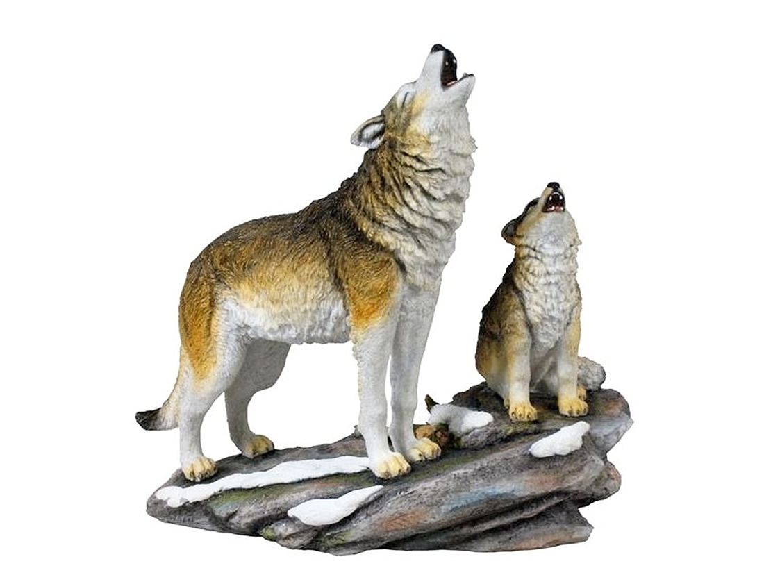 Handmade hot selling customized ornamental fiberglass wolf sculpture