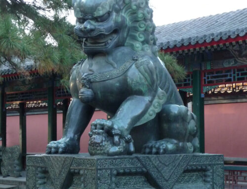 Giant Chinese Guardian Lion Garden Ornament Feng Shui Mascot Popular Powerful Large Bronze Foo Dog Statue