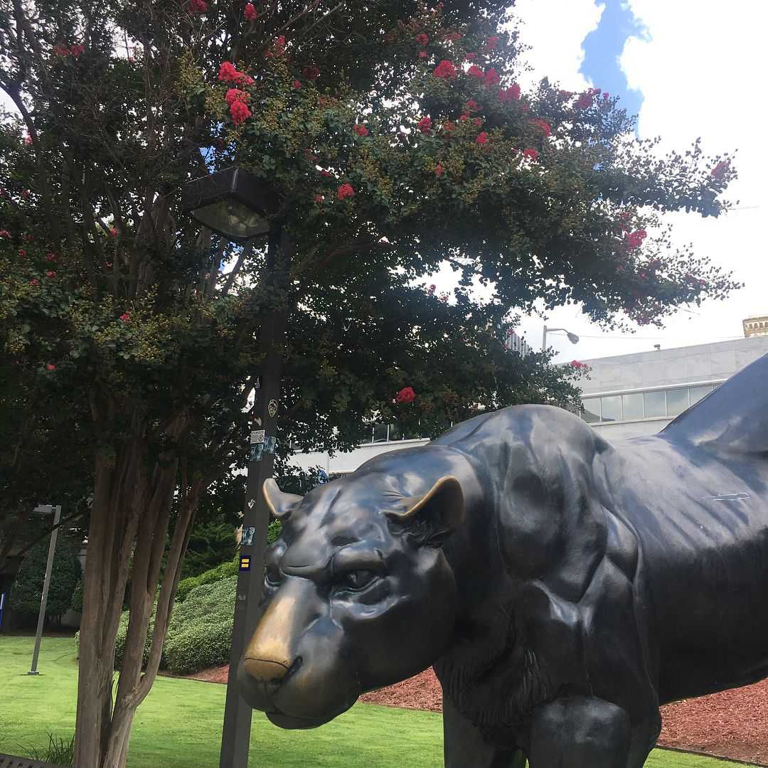outdoor art deco black panther statue