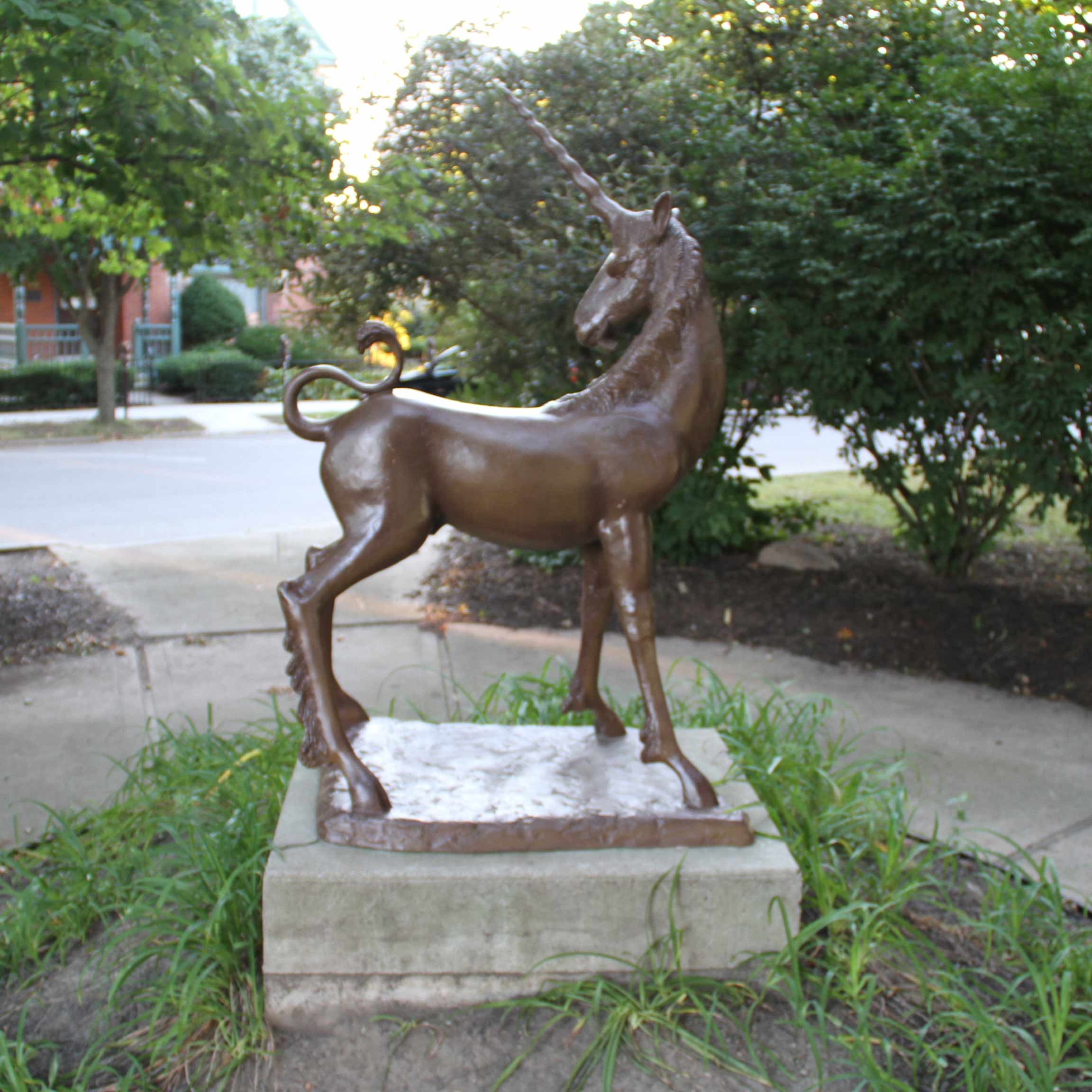 Garden bronze unicorn statue