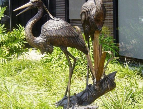 Beautiful Garden Yard Art Decor Bronze Blue Heron Statues