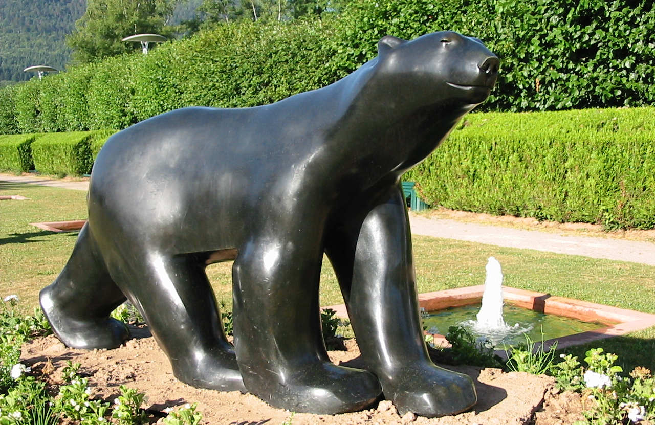 life-size polar bear statue