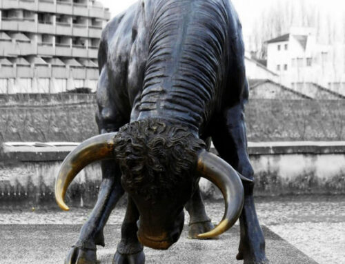 Landmark Popular Ornament Street Bronze Bowed Bull Statue