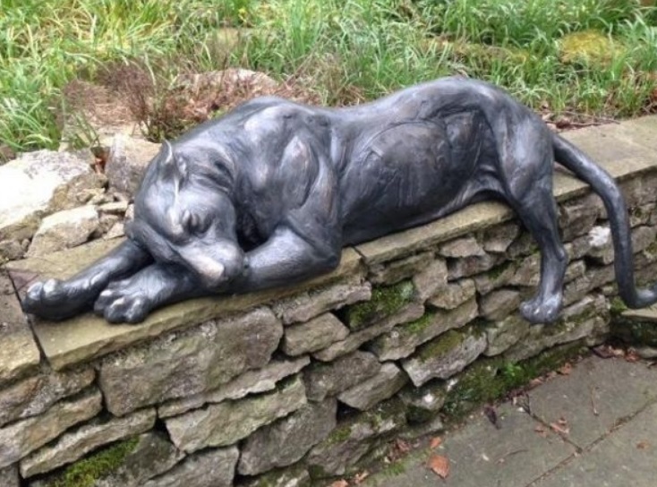 bronze sleeping leopard sculpture