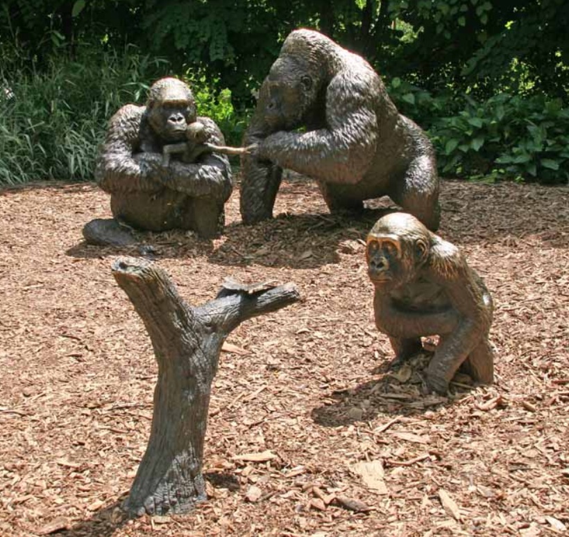 life-size gorilla garden statues