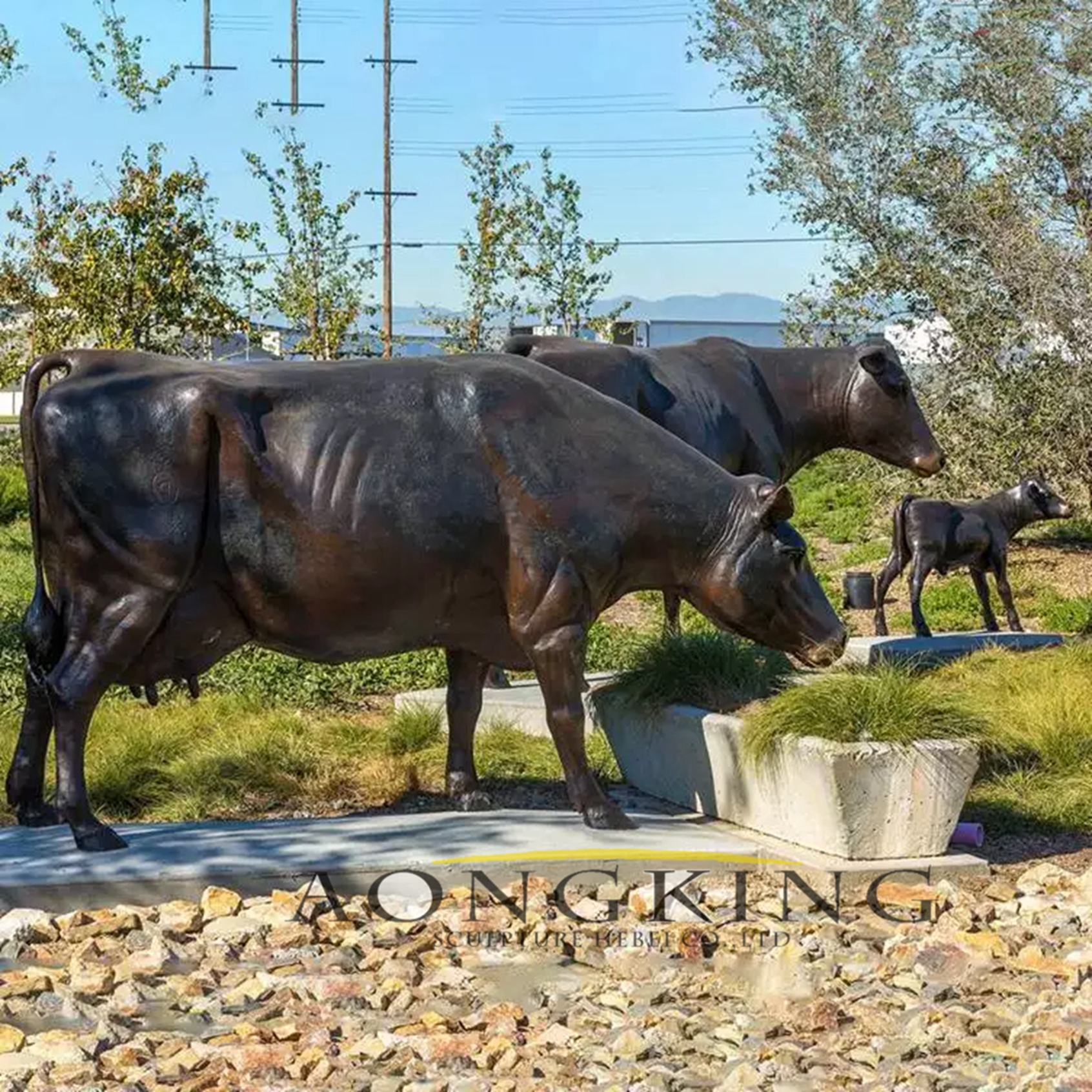 Farm Brass Cow Sculpture