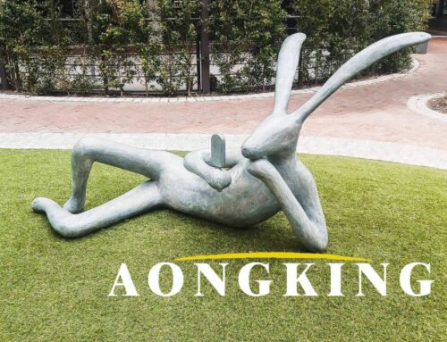 Gluttonous and Lazy Lying on the Ground Lively Bronze Outdoor Sculpture for Sale Rabbit