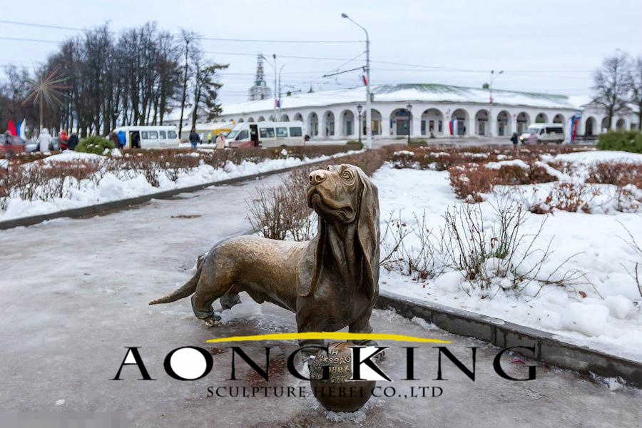 basset hound outdoor statue