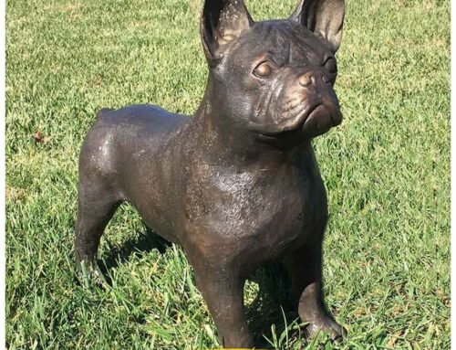 Big Eyes Popular Animal Outdoor Decor Bronze Boston Terrier Garden Statue Standing on the Grass