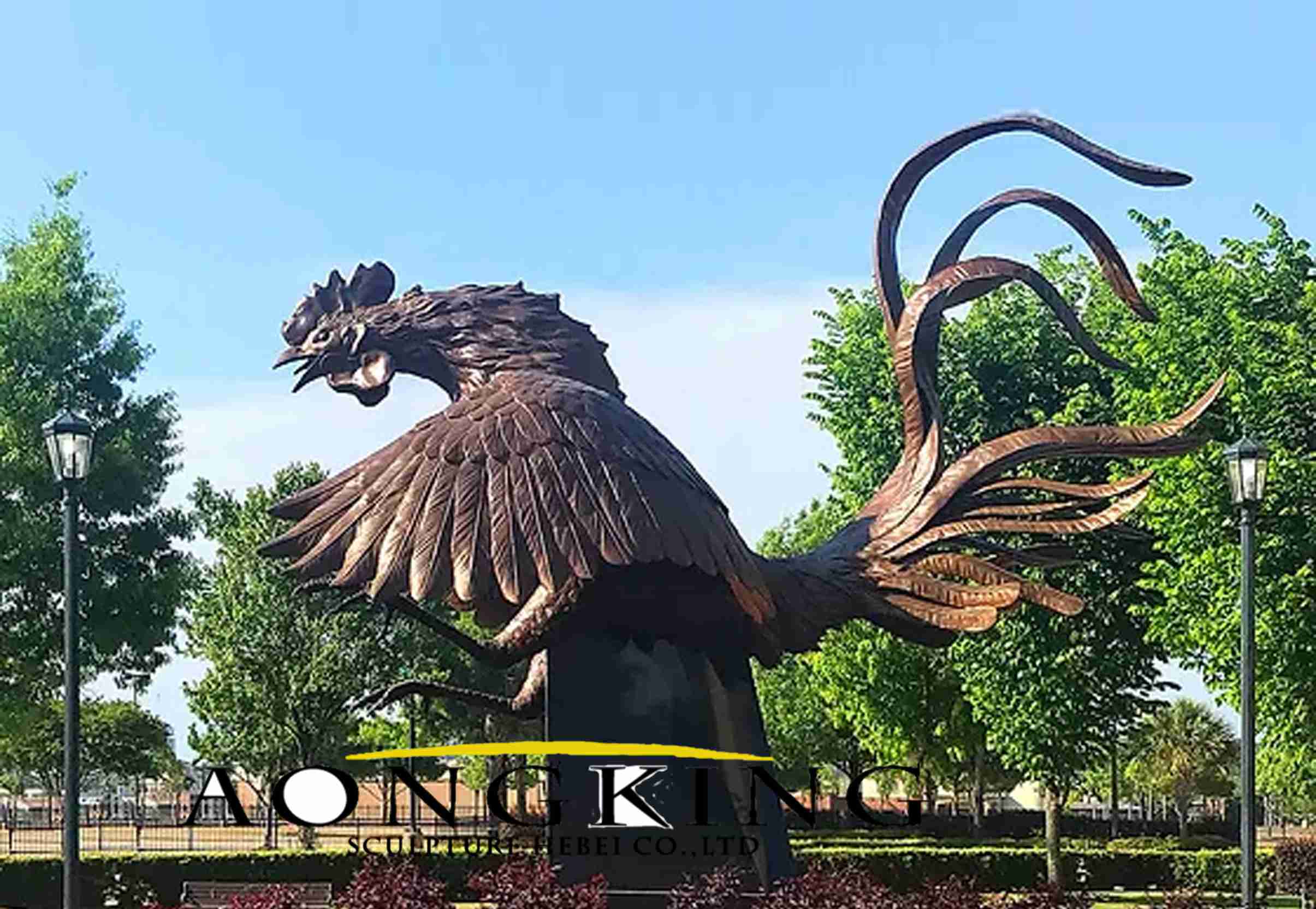 bronze fighting cock statue 3