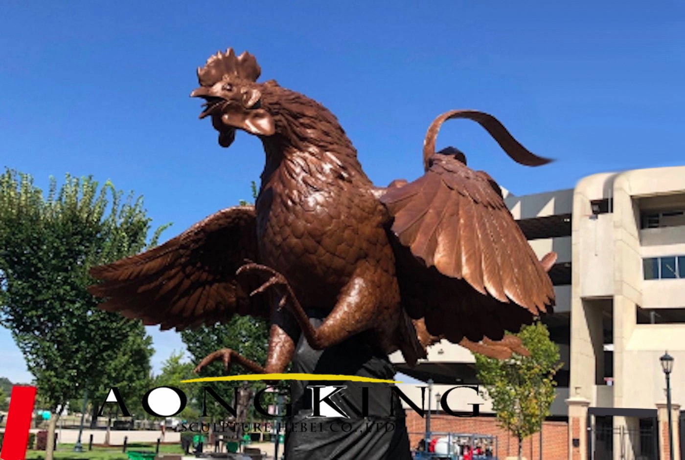 bronze fighting cock statue