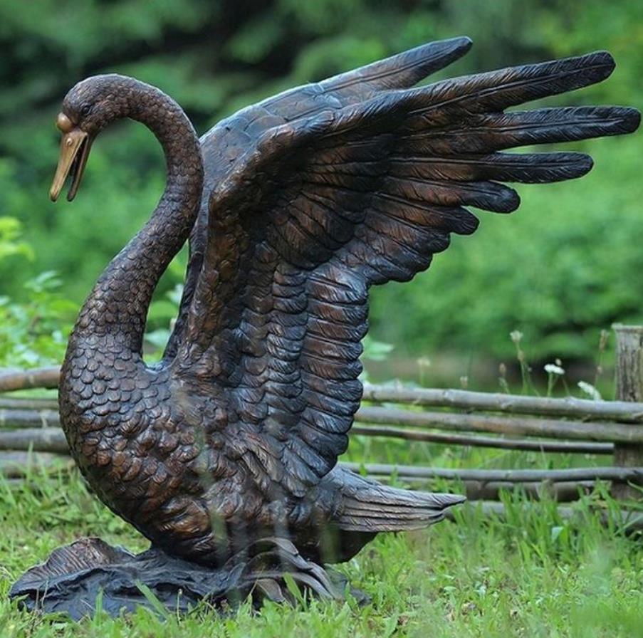 garden bronze swan sculpture for sale
