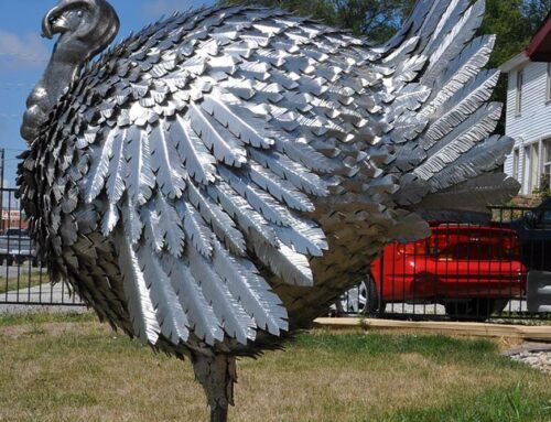 Giant Standing Outdoor Garden Decoration Modern Polished Yard Art Stainless Steel Turkey Sculpture