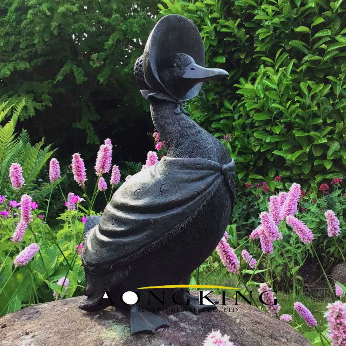 Bronze Puddle Duck Statue Ornament