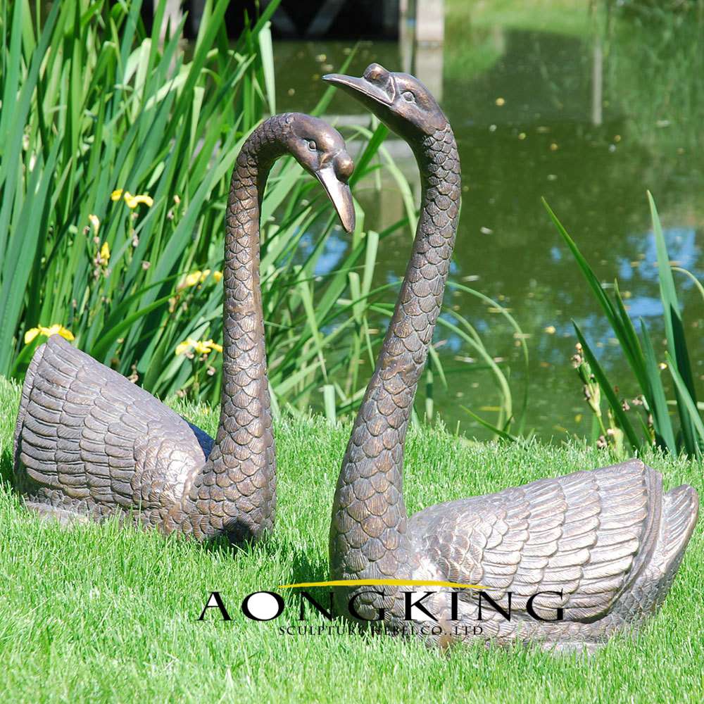 Swans Bronze Garden Ornament Sculptures