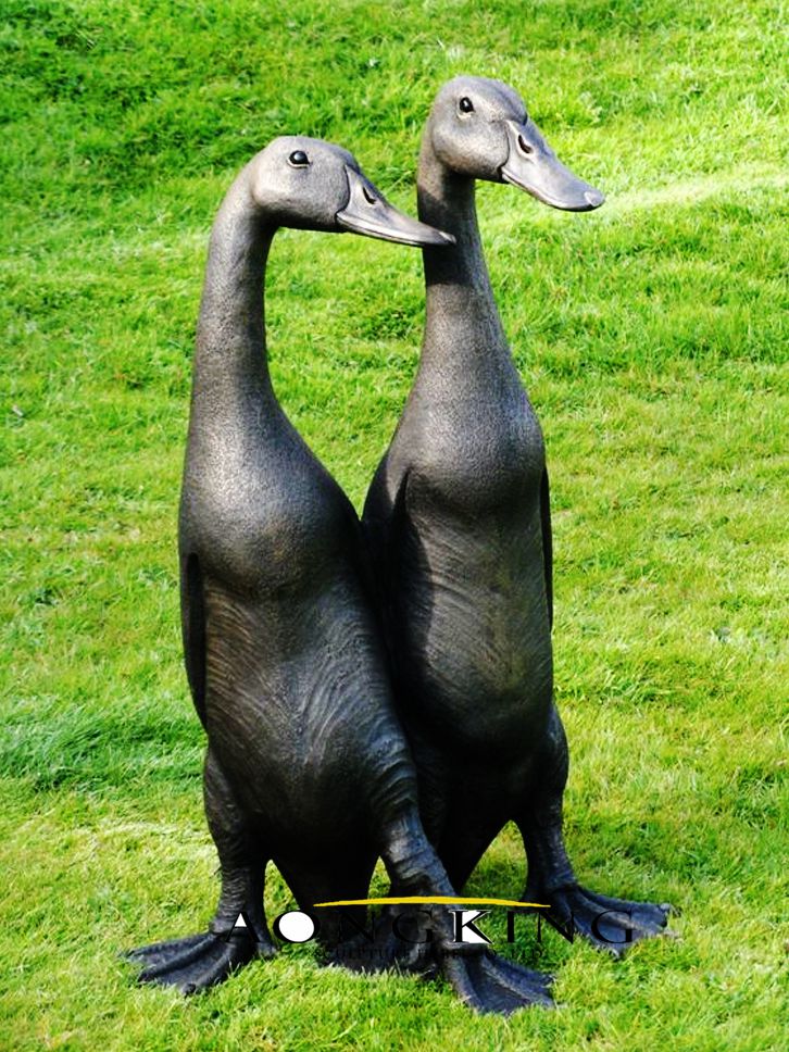 bronze black ducks garden ornament sculpture