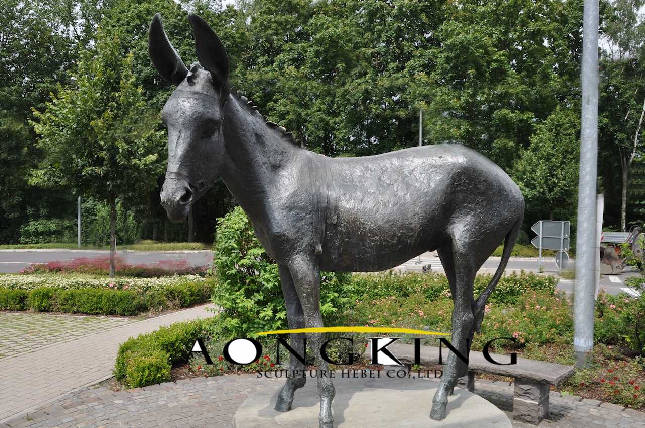 bronze standing donkey sculpture