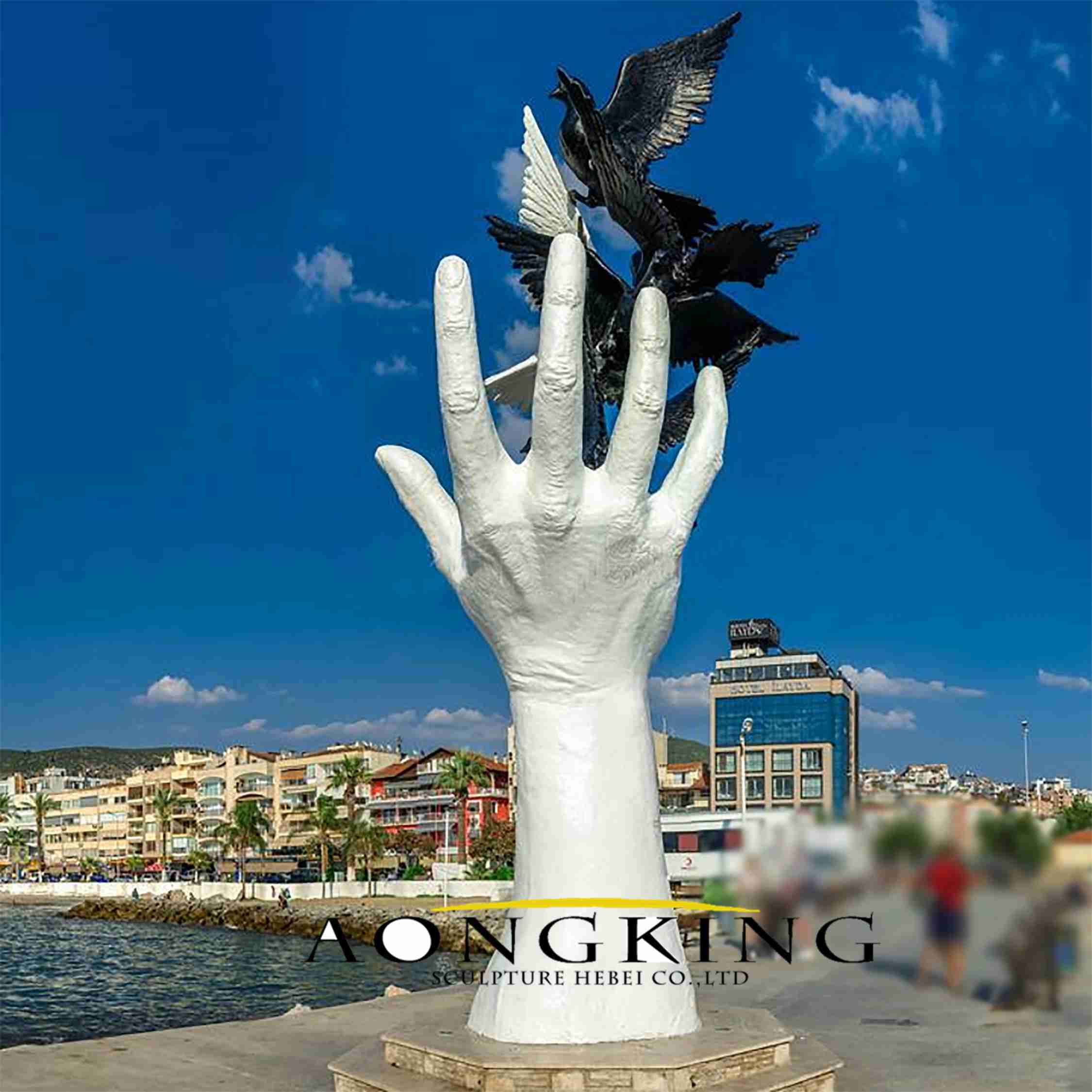 fiberglass hand of peace sculpture