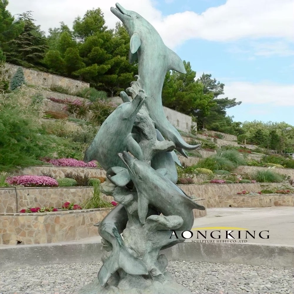 bronze dolphin sculpture for outdoor fountain