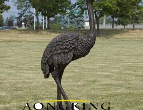 Garden Decoration Life-Size Standing Detailed Bronze Ostrich Sculpture