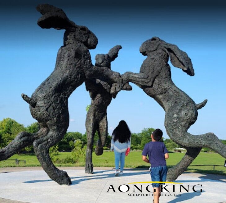 bronze rabbits garden statue for Community Park 2
