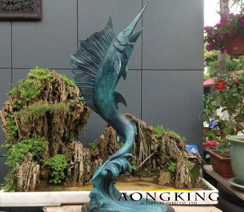 bronze swordfish sculpture