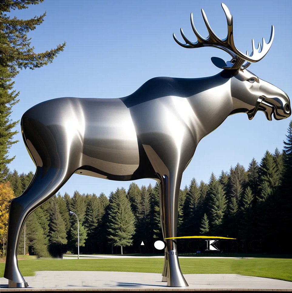 stainless steel reindeer sculpture