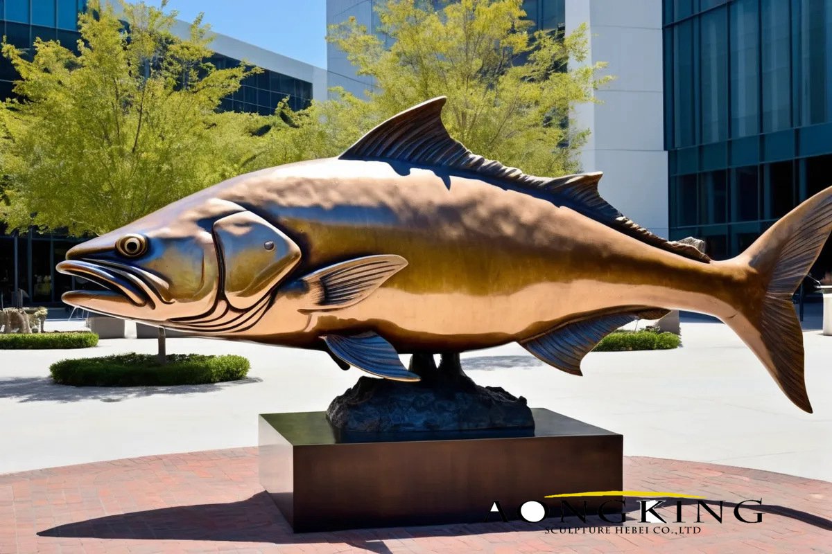 bronze amberjack fish sculpture