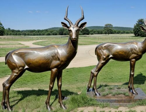 Outdoor Mascot Standing Bronze Gazelle Statues for Sale