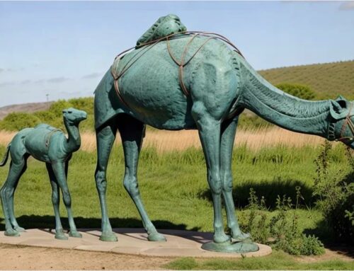 Outdoor Grass Ground Ornament Bronze Wild Camel Statues