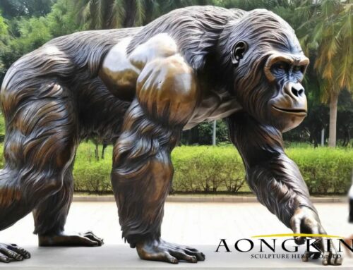 Large Walking Bronze Cross River Gorilla Sculpture
