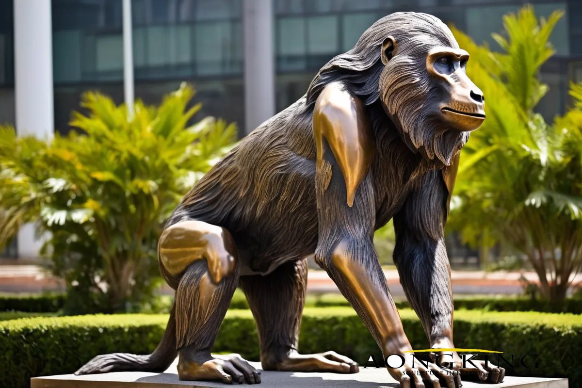 bronze baboon black sculpture