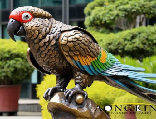 Painted Colorful High-Quality Bronze Conure Bird Sculpture