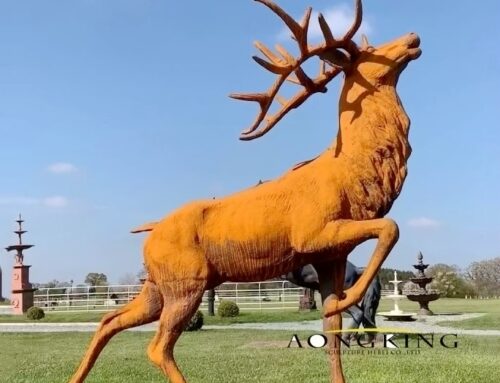 Life-Size Standing Cast Iron Deer Sculpture for Sale