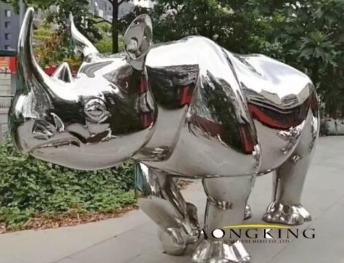 Monumental Magnificence Walking Large Metal Rhino Sculpture