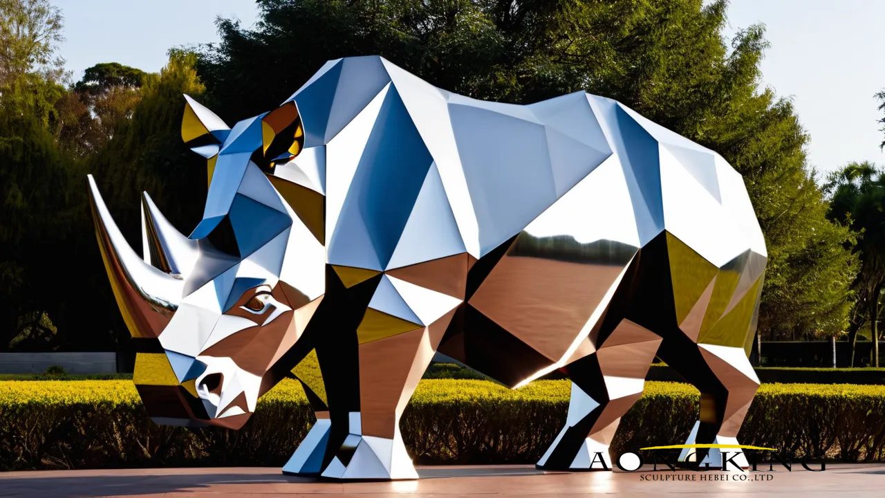 large metal sculpture rhino