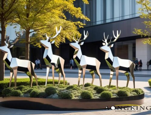 Public Decor Stainless Steel Large Outdoor Deer Statues