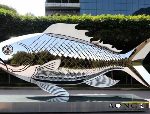 Swimming Modern Decor Polished Metal Fish Statue