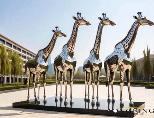 Outdoor Decor Large Standing Tall Metal Giraffe Sculptures