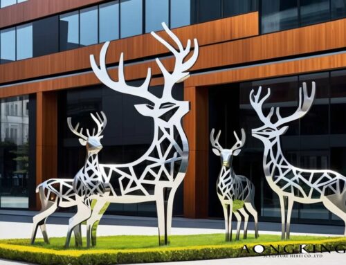 Exquisite Elegance Public Decor Metal Hollow Deer Statues